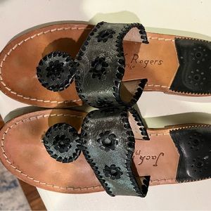 Black and silver Jack roger sandals
